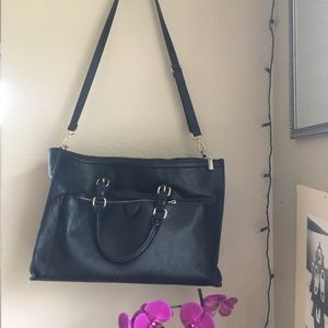 Black leather shoulder bag